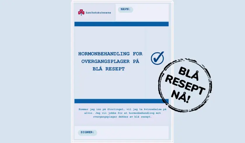 Bl&aring;resept for hormonbehandling for overgangsplager